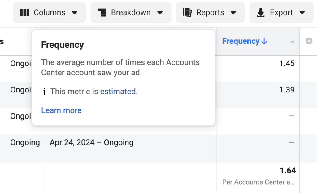 ad frequency to optimize facebook ads